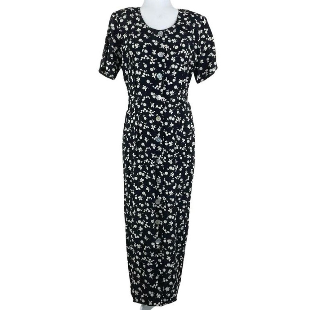 Floral Black and White Maxi Dress